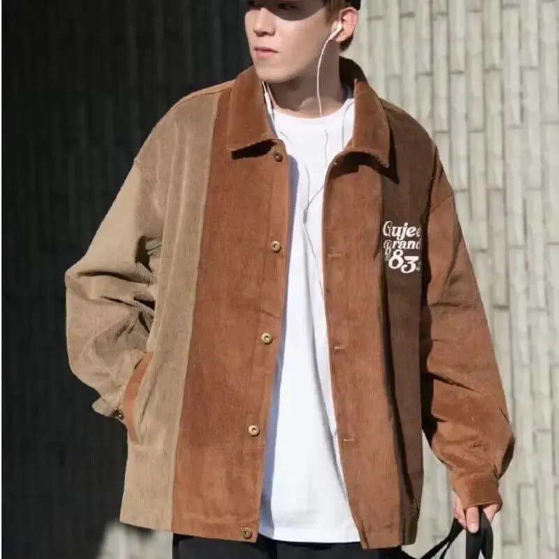 Aidase mens outfits Retro Casual Coat Men Autumn Thin Windbreaker Harajuku Embroidery Coat Unisex Oversize Casual Patchwork Fashion Baseball Jackets