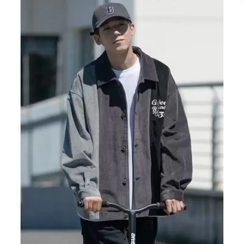 Aidase mens outfits Retro Casual Coat Men Autumn Thin Windbreaker Harajuku Embroidery Coat Unisex Oversize Casual Patchwork Fashion Baseball Jackets