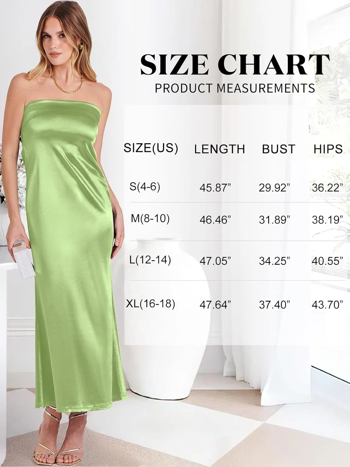 ANRABESS Women Summer Wedding Guest Maxi Dress Strapless Satin Tube Bodycon Backless Cocktail Formal Dresses 2025 Spring