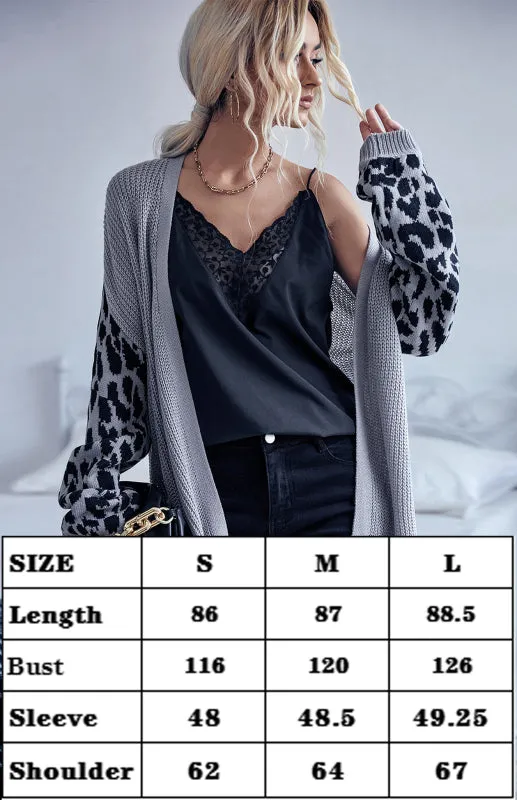 Aria Women's Knit Leopard Cardigan Sweater Jacket