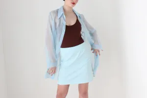 BALLETCORE 90s Sheer Chiffon Oversized Shirt Dress