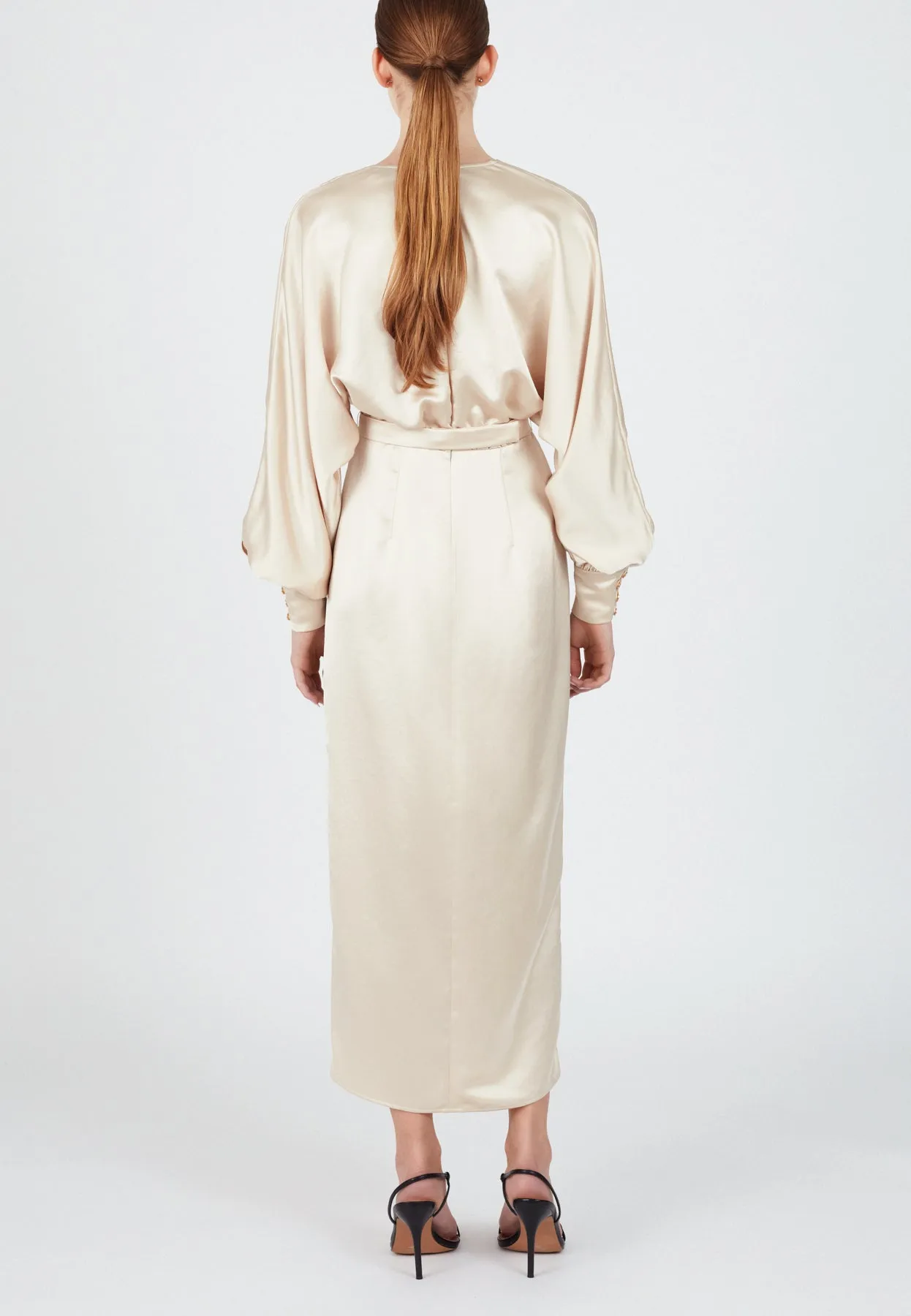 BECA beige cocktail dress with front slit