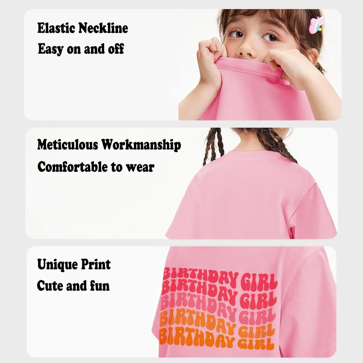 Birthday Girl Shirt 2nd 3rd 4th 5th 6th 7th 8th 9th Girls Birthday Tshirts Cotton Short Sleeve Tees
