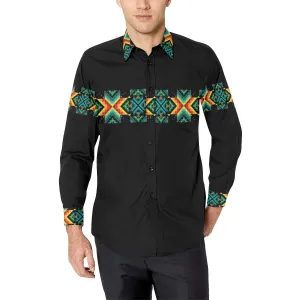 Black Blanket III Horizontal Strip Men's Casual Dress Shirt