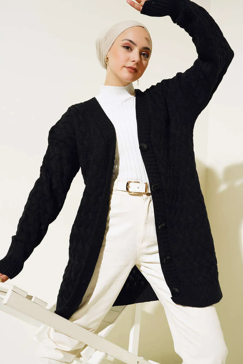 BNG Women Buttoned Knit Model Cardigan Black - Clermont