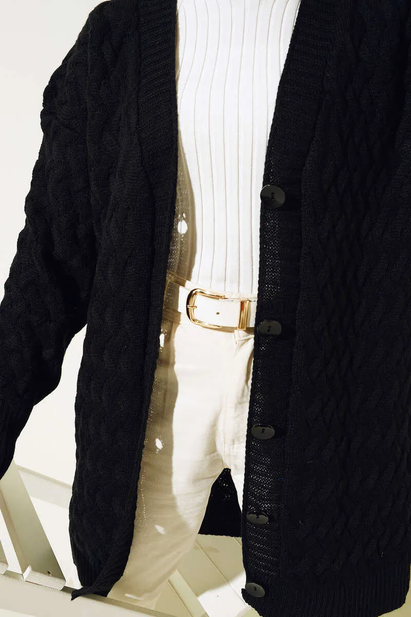 BNG Women Buttoned Knit Model Cardigan Black - Clermont