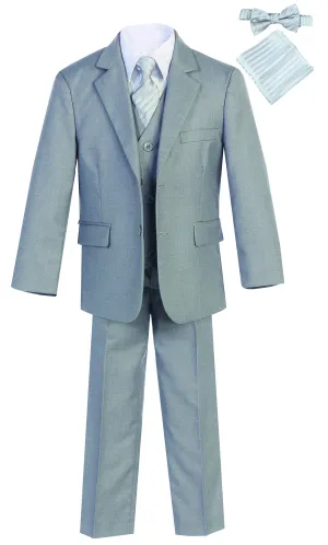 Boys' Slim Fit Suit 7-Piece Formal Set - Light  Gray