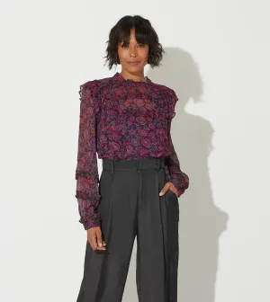 Cleobella Fiorella Blouse - Bordeaux Floral