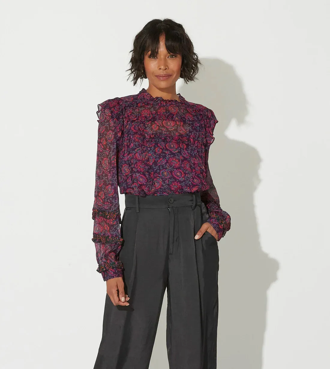 Cleobella Fiorella Blouse - Bordeaux Floral