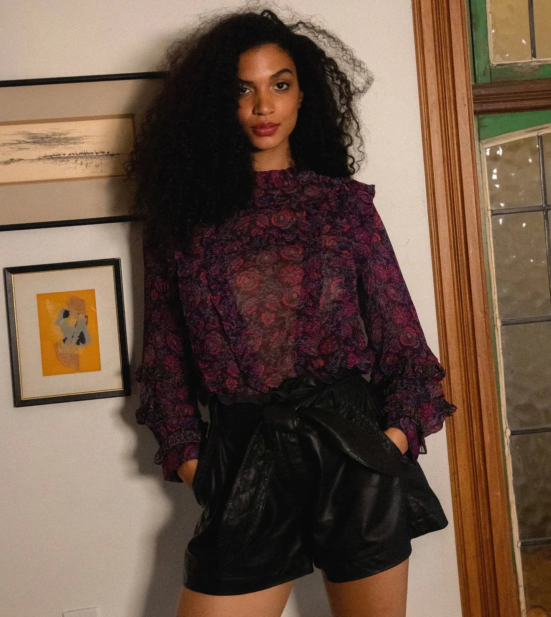 Cleobella Fiorella Blouse - Bordeaux Floral