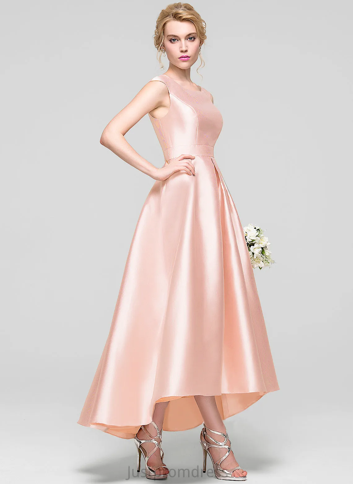 Cocktail Dresses Cocktail Neck Dress A-Line Satin Scoop Yamilet Asymmetrical
