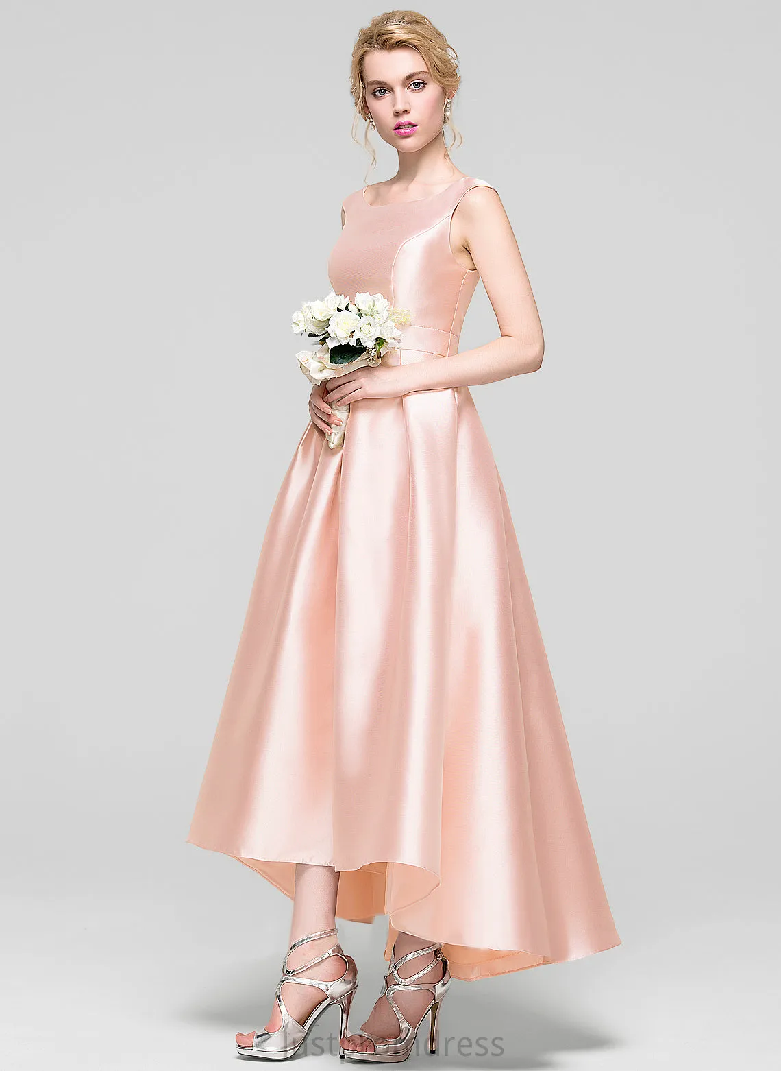 Cocktail Dresses Cocktail Neck Dress A-Line Satin Scoop Yamilet Asymmetrical