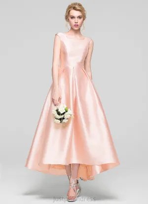 Cocktail Dresses Cocktail Neck Dress A-Line Satin Scoop Yamilet Asymmetrical