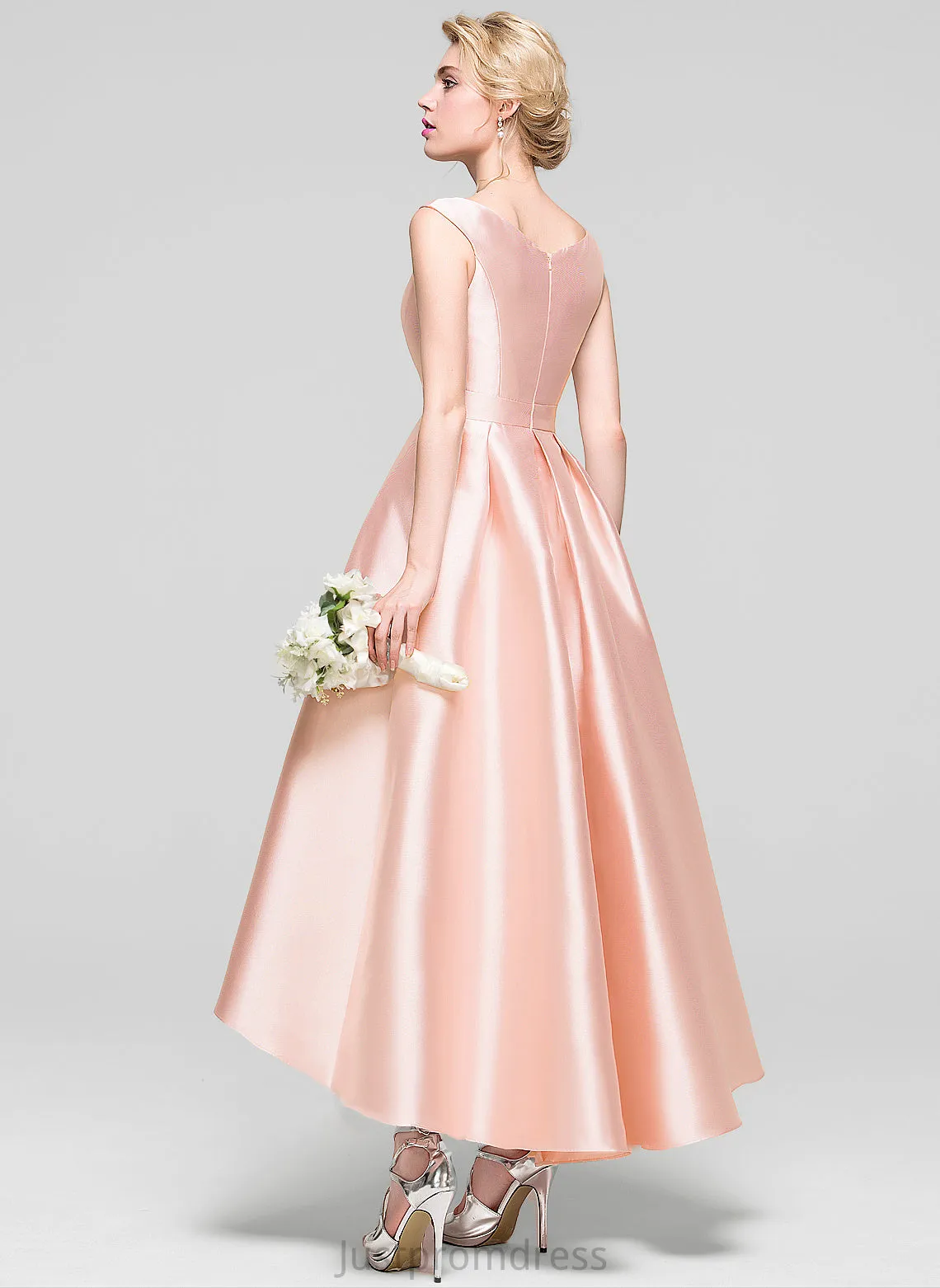 Cocktail Dresses Cocktail Neck Dress A-Line Satin Scoop Yamilet Asymmetrical