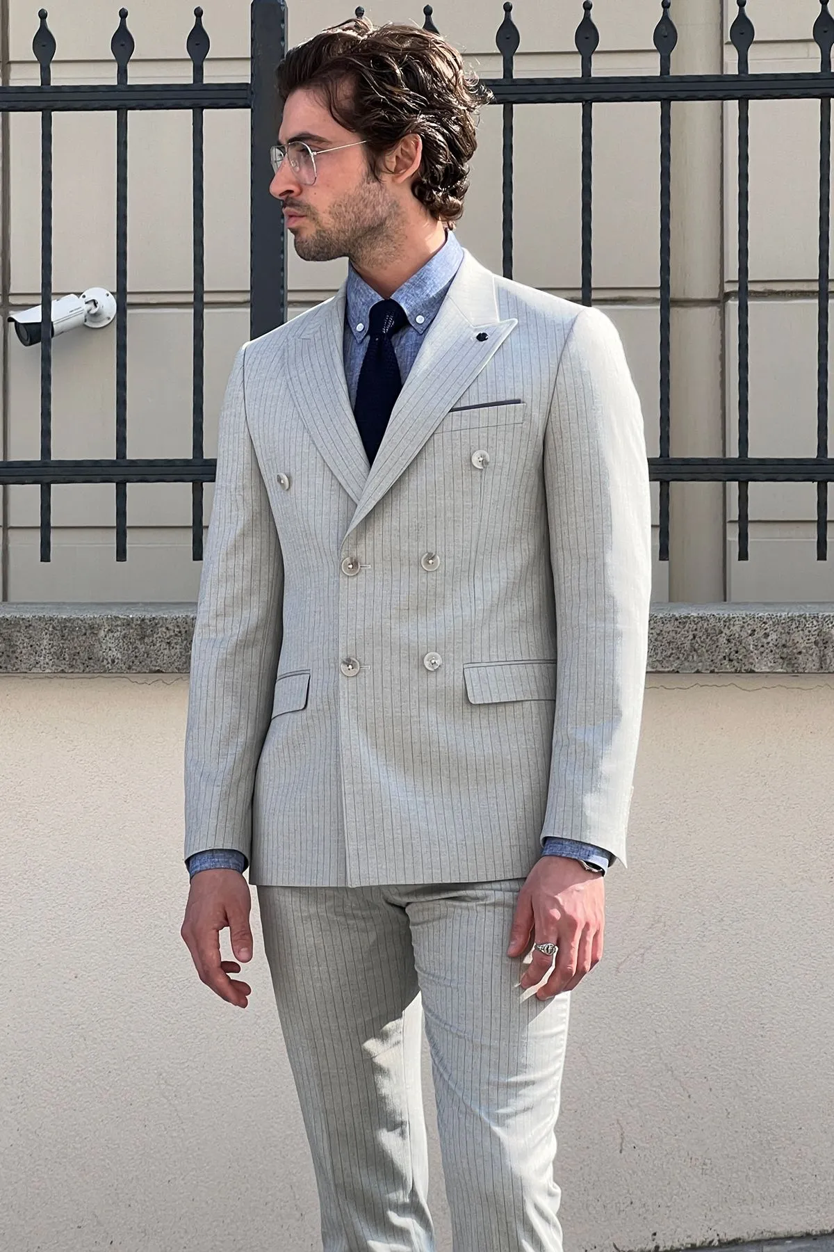 Cody Gray Striped Double Breasted Suit