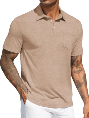 COOFANDY Mens Polo Shirts Short Sleeve Casual Golf Shirt Basic Solid Color Collared T-Shirt Stylish Summer Polo T Shirt