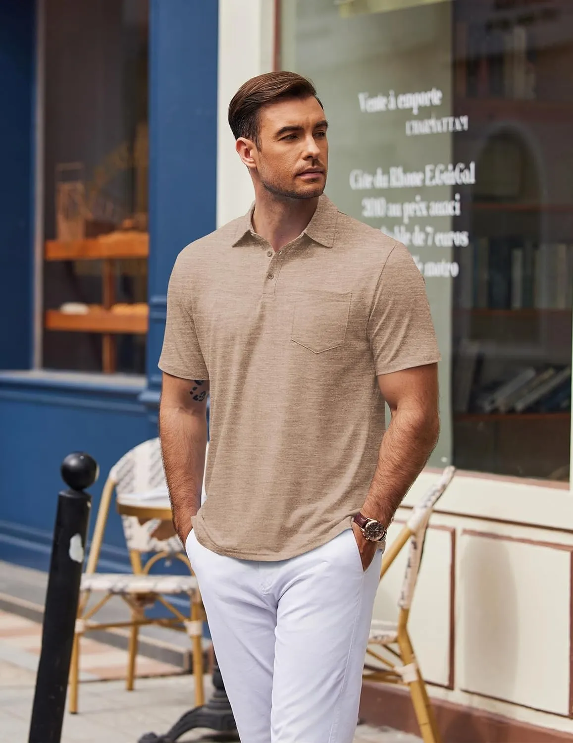 COOFANDY Mens Polo Shirts Short Sleeve Casual Golf Shirt Basic Solid Color Collared T-Shirt Stylish Summer Polo T Shirt
