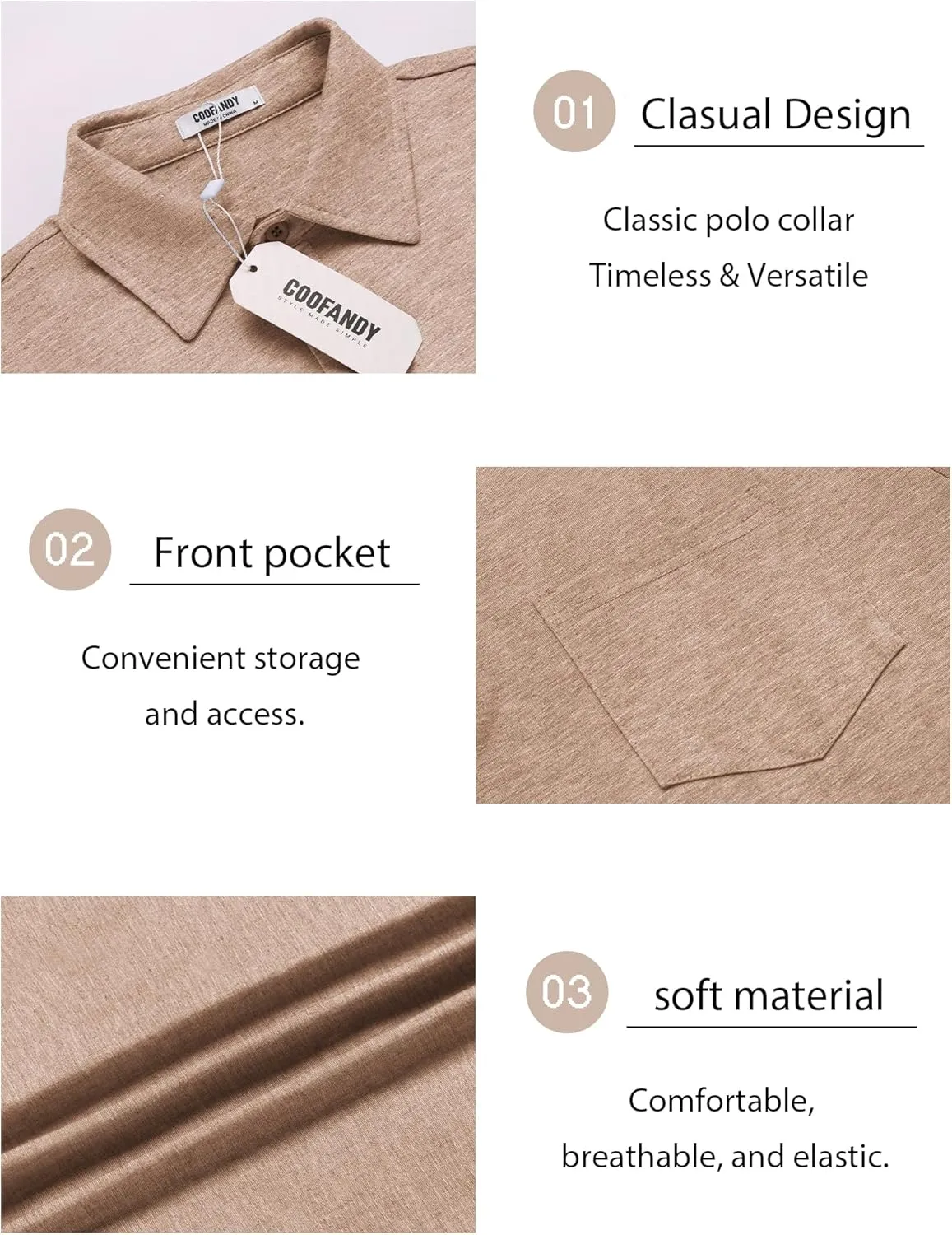 COOFANDY Mens Polo Shirts Short Sleeve Casual Golf Shirt Basic Solid Color Collared T-Shirt Stylish Summer Polo T Shirt