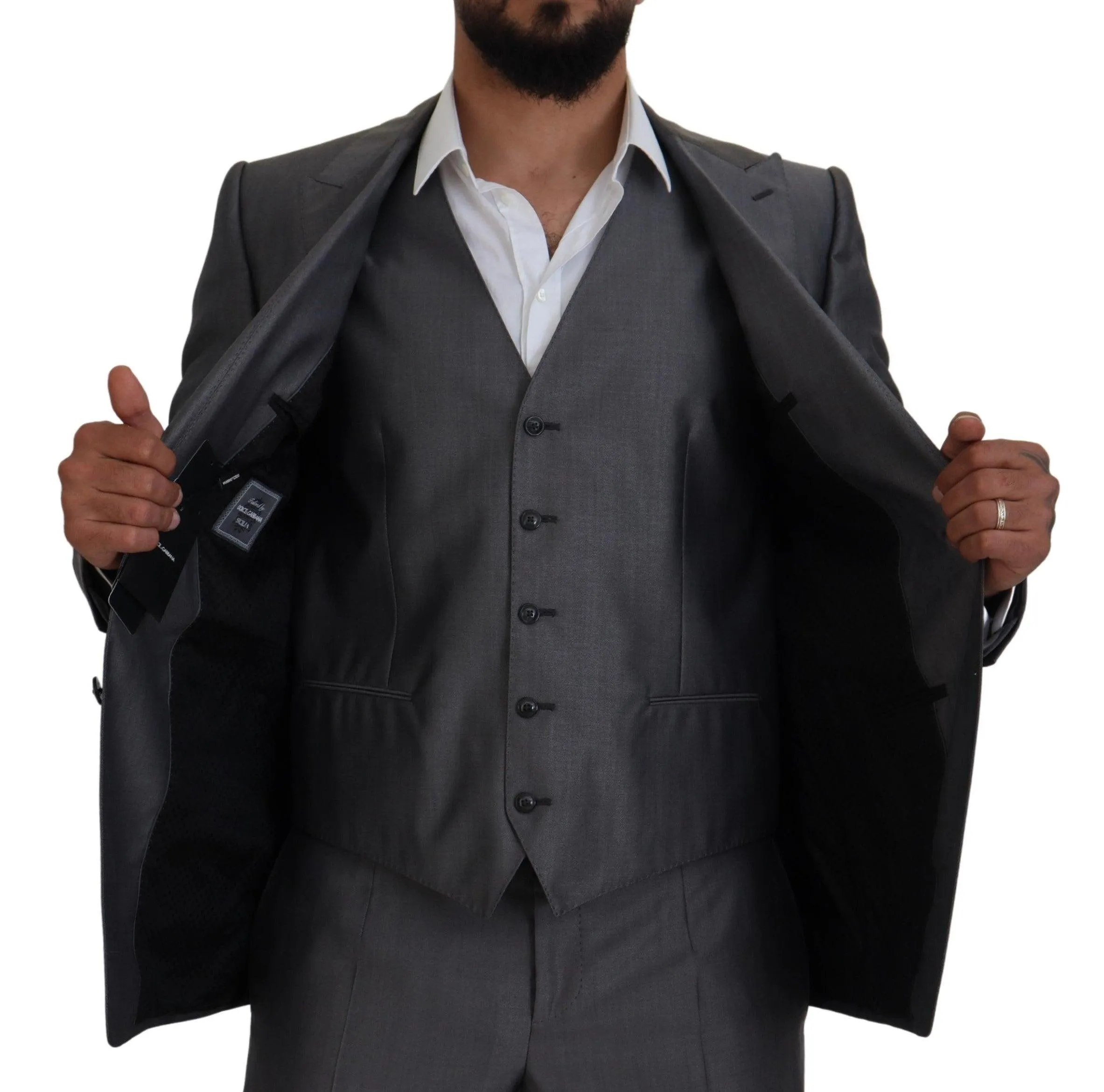 Dolce & Gabbana Sicilia 3 Piece Suit In Dark Gray