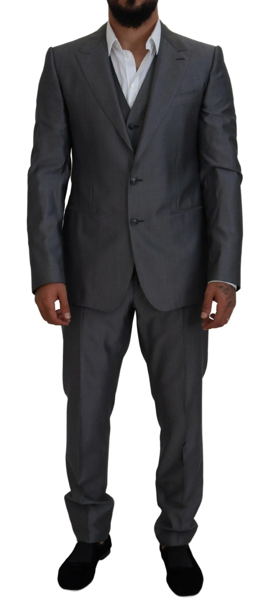 Dolce & Gabbana Sicilia 3 Piece Suit In Dark Gray