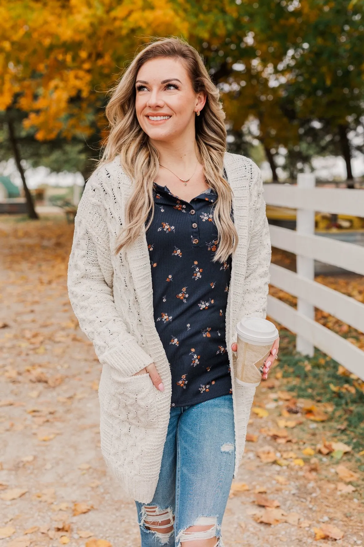 Feeling Chilly Knitted Cardigan- Ivory