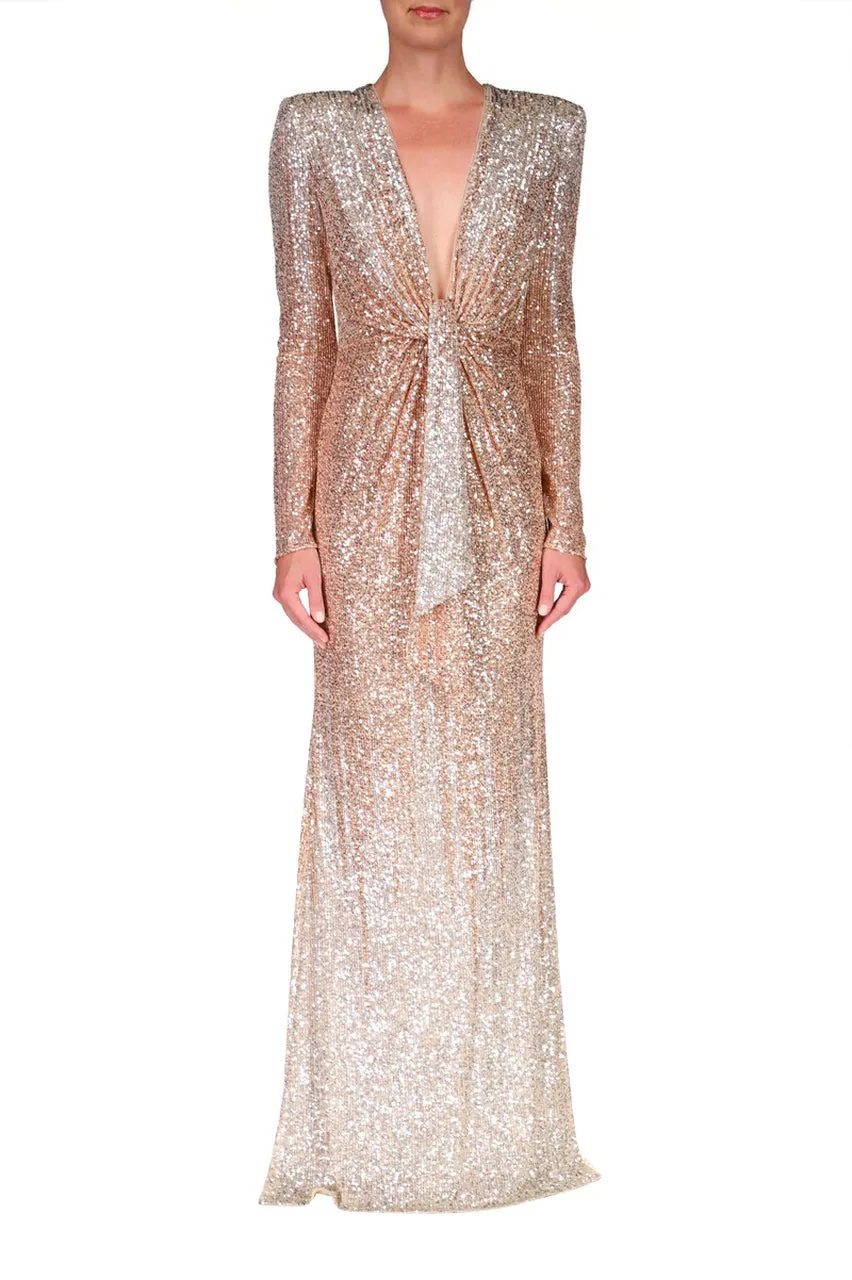 Floor-Length Sequin Gown - Blush