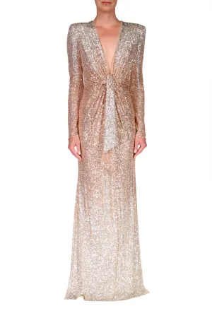 Floor-Length Sequin Gown - Blush