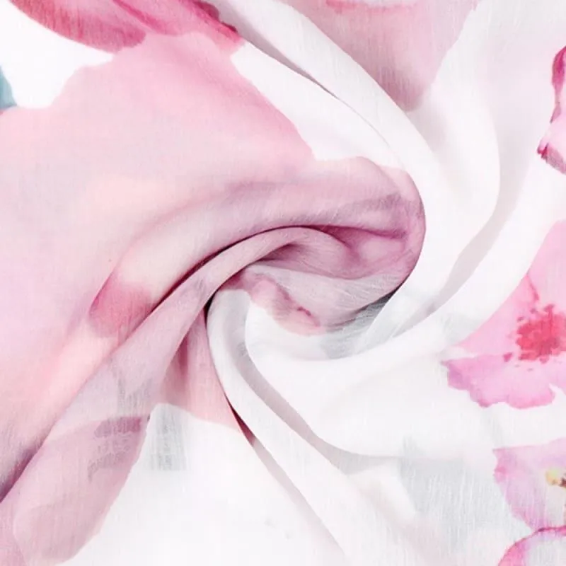 Floral Button Up Chiffon Long Sleeve Irregular Blouse