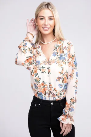 Floral chiffon blouse