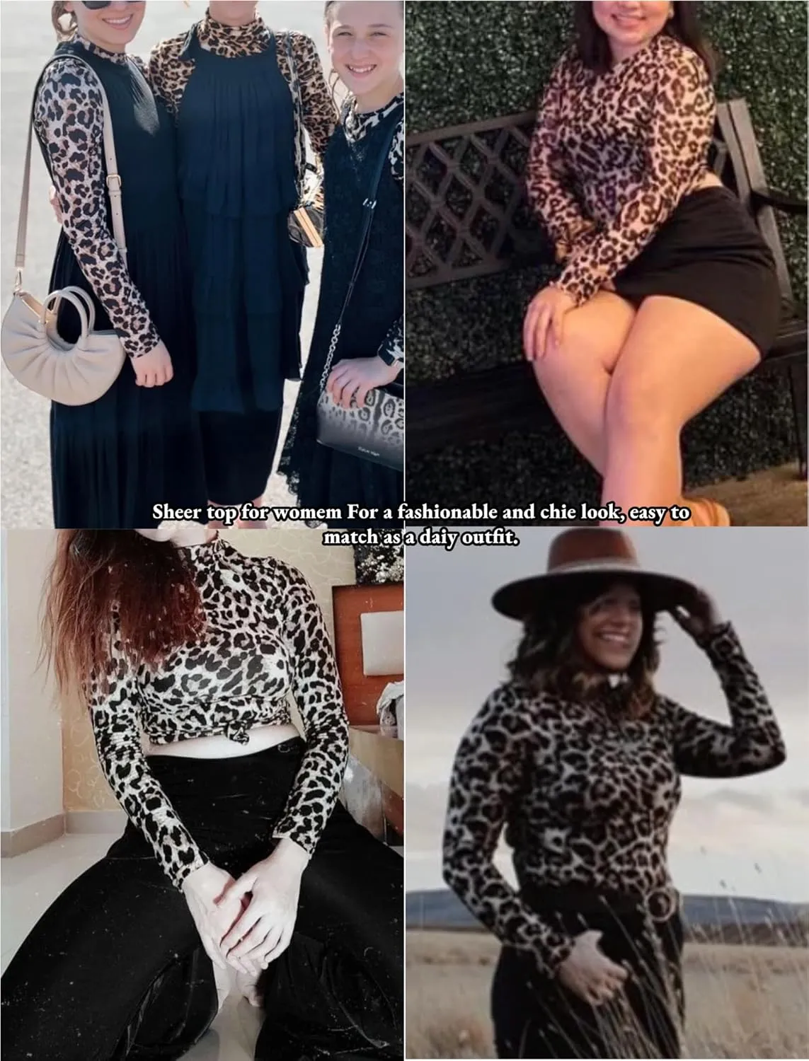 Floral Mesh Long Sleeve Tops for Women Mock Neck See Through Fitted Sexy Going Out Top