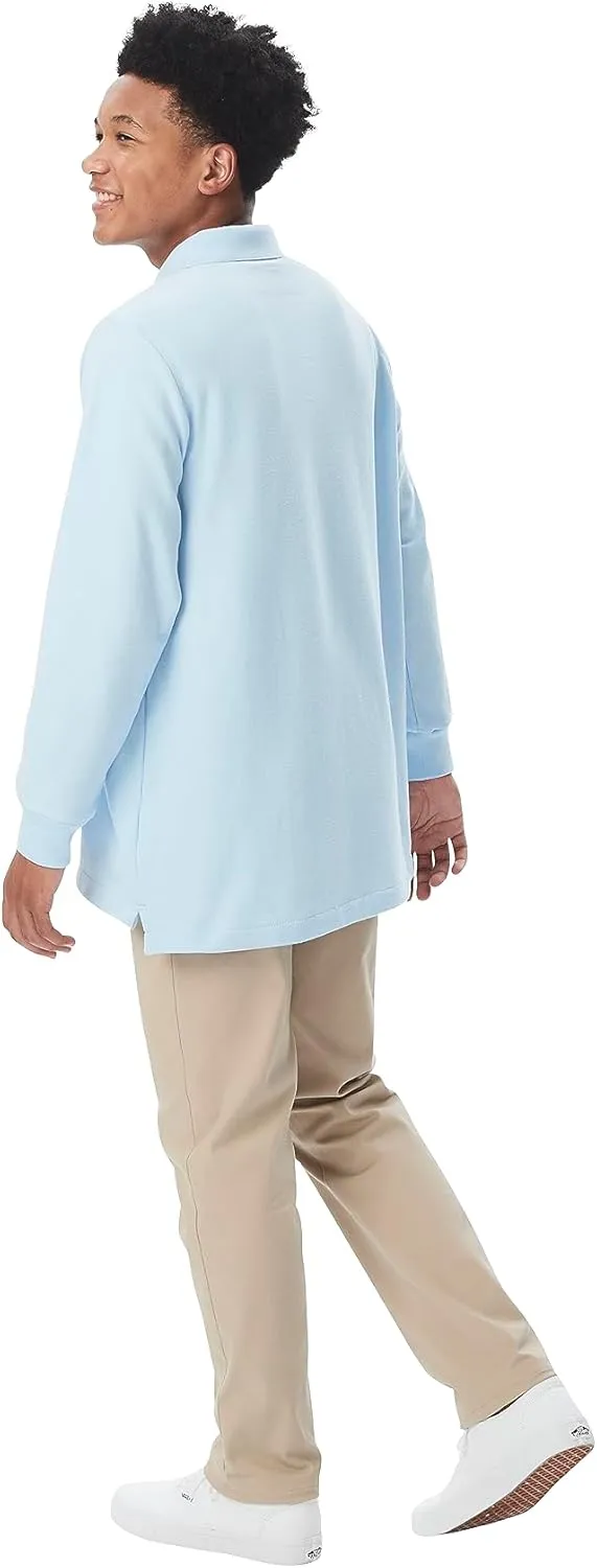French Toast Men's Long Sleeve Cotton Blend Pique Polo Shirt