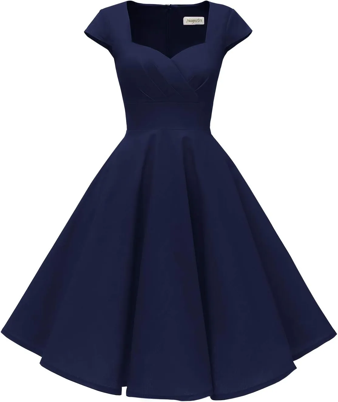 Hanpceirs Women's Cap Sleeve 1950s Retro Vintage Cocktail Swing Dresses with Pocket
