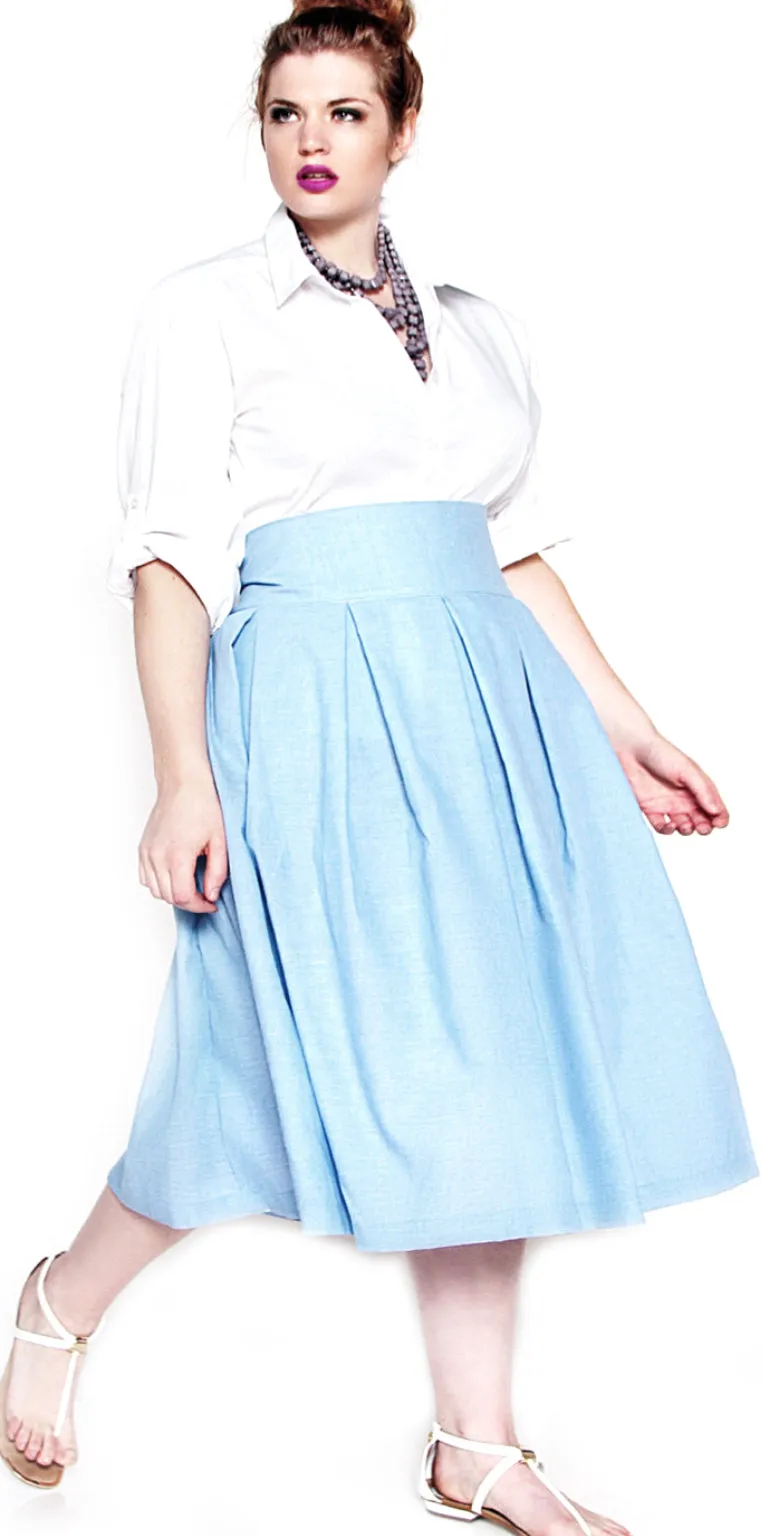 High Waist Pleated Midi Skirt- JIBRI