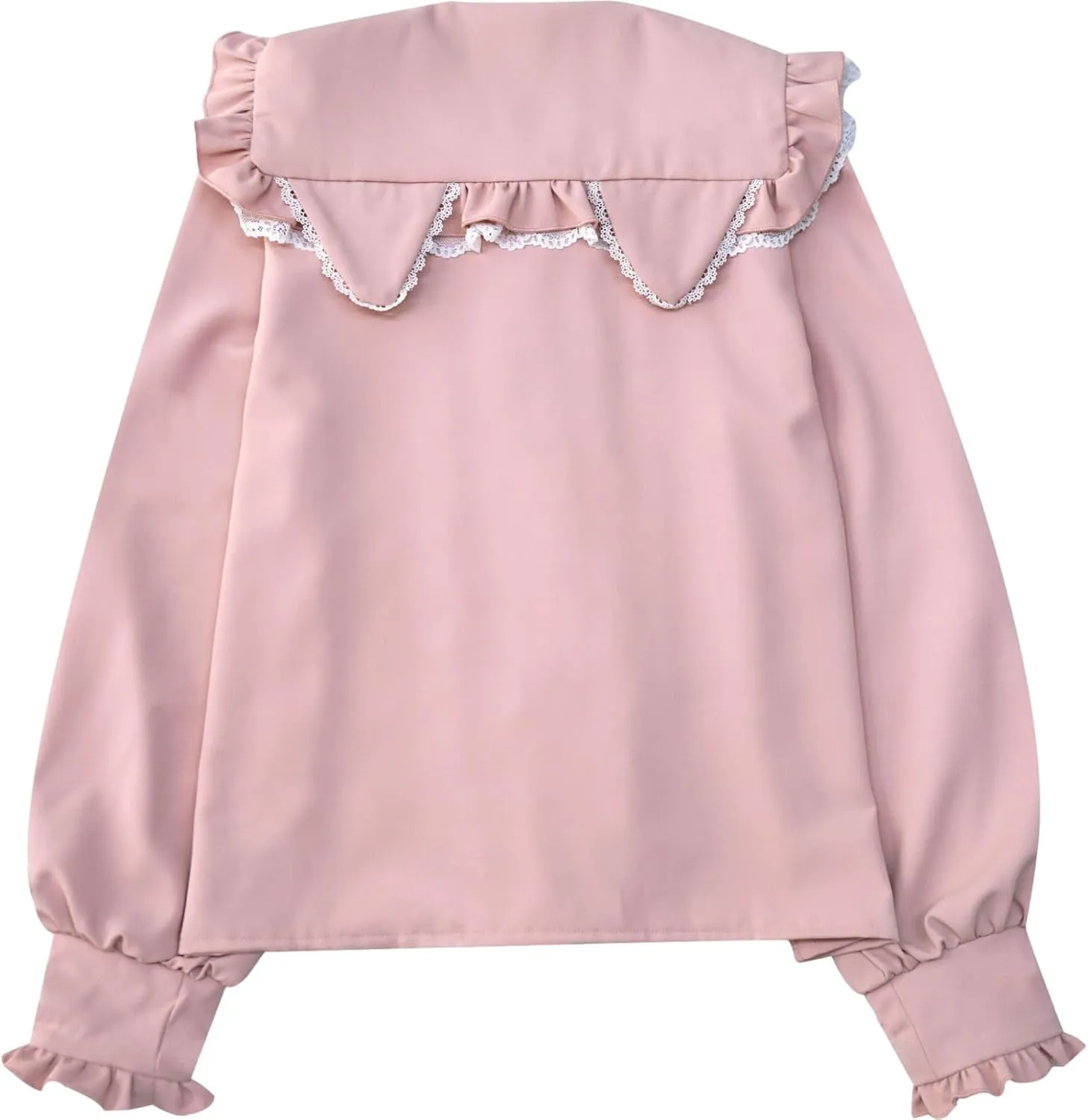 Lolita Women Ruffle Sailor Collar Blouse Shirt Kawaii Teen Bow Tie Cat Ears Fashion Button Front Junior Cute Tops