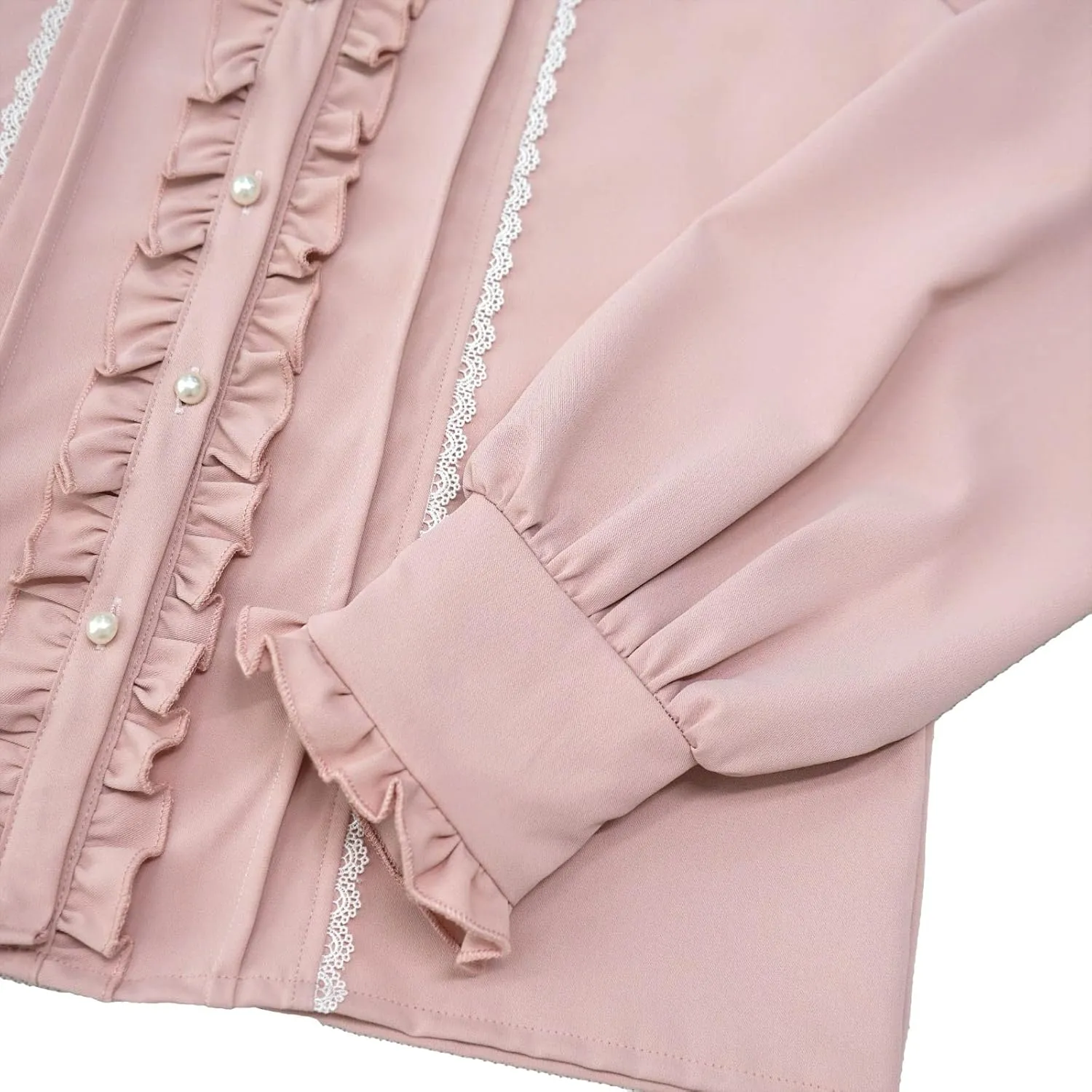 Lolita Women Ruffle Sailor Collar Blouse Shirt Kawaii Teen Bow Tie Cat Ears Fashion Button Front Junior Cute Tops