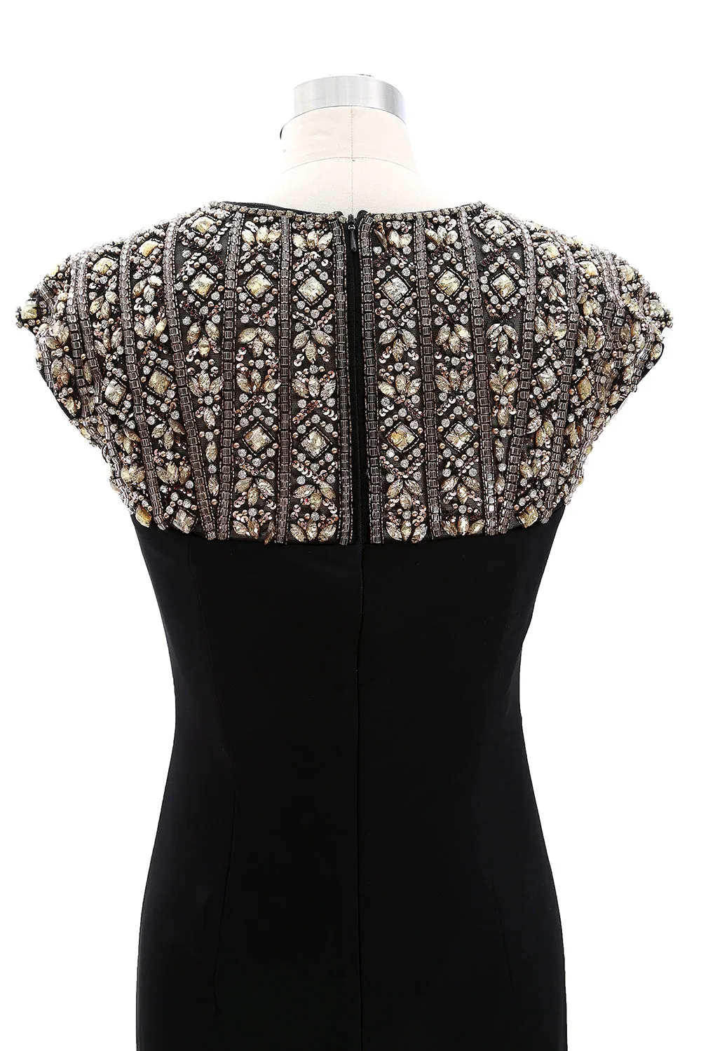 MACloth Women Cap Sleeves Beaded Formal Evening Gown Long Mother of Bride Dress
