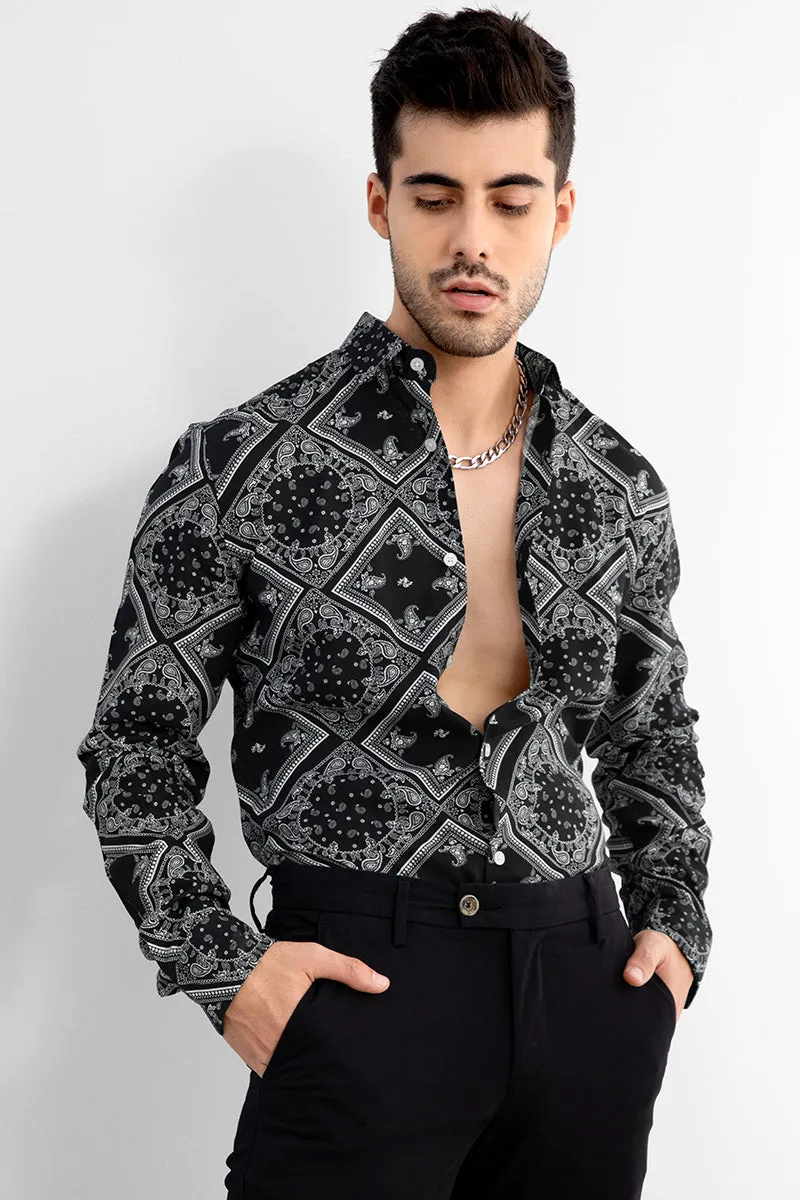 Mandala Print Black Shirt