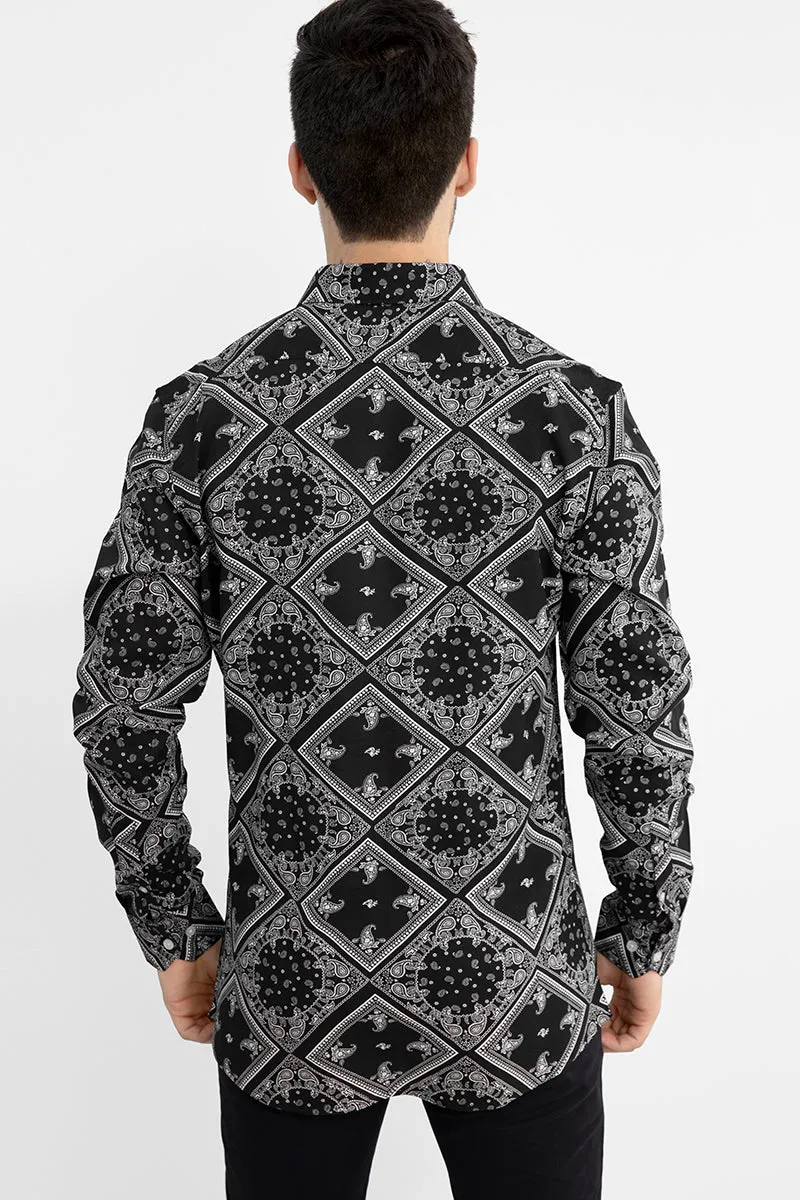 Mandala Print Black Shirt