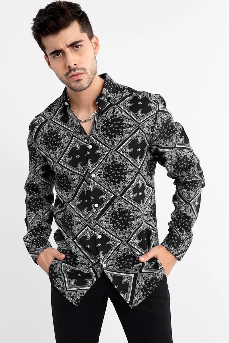 Mandala Print Black Shirt