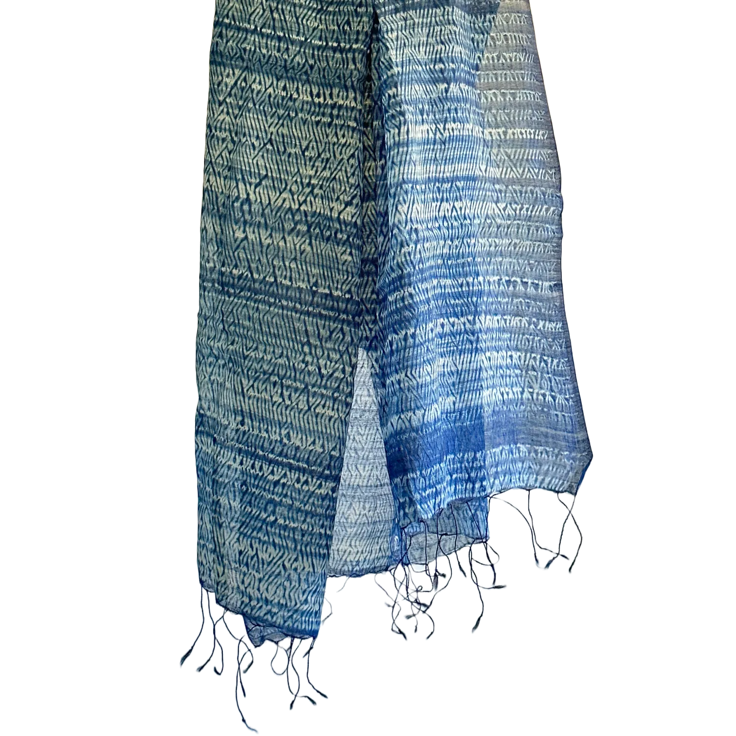 NEEL Silk Cotton Natural Indigo Shibori Stole