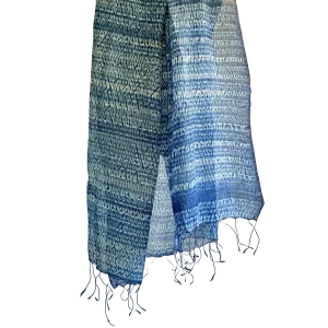 NEEL Silk Cotton Natural Indigo Shibori Stole