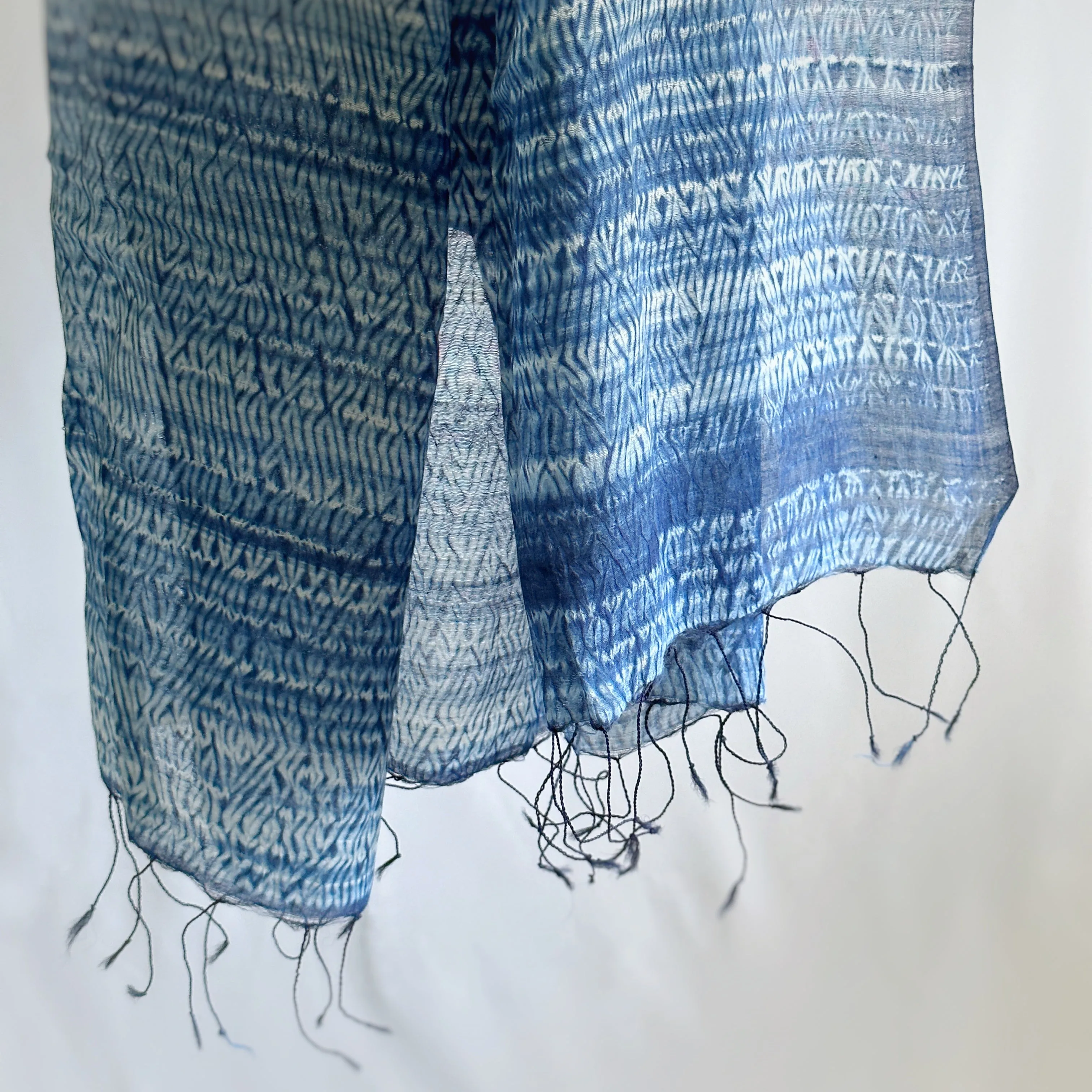 NEEL Silk Cotton Natural Indigo Shibori Stole