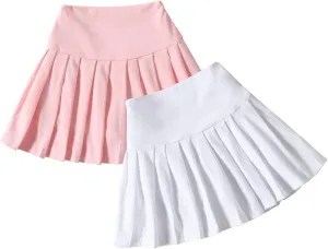 Neutocd Toddler Baby Girls Skirts Skorts Elastic High Waist Plain Pleated Skirts for Girls Running Sports Tennis Skater Skirt