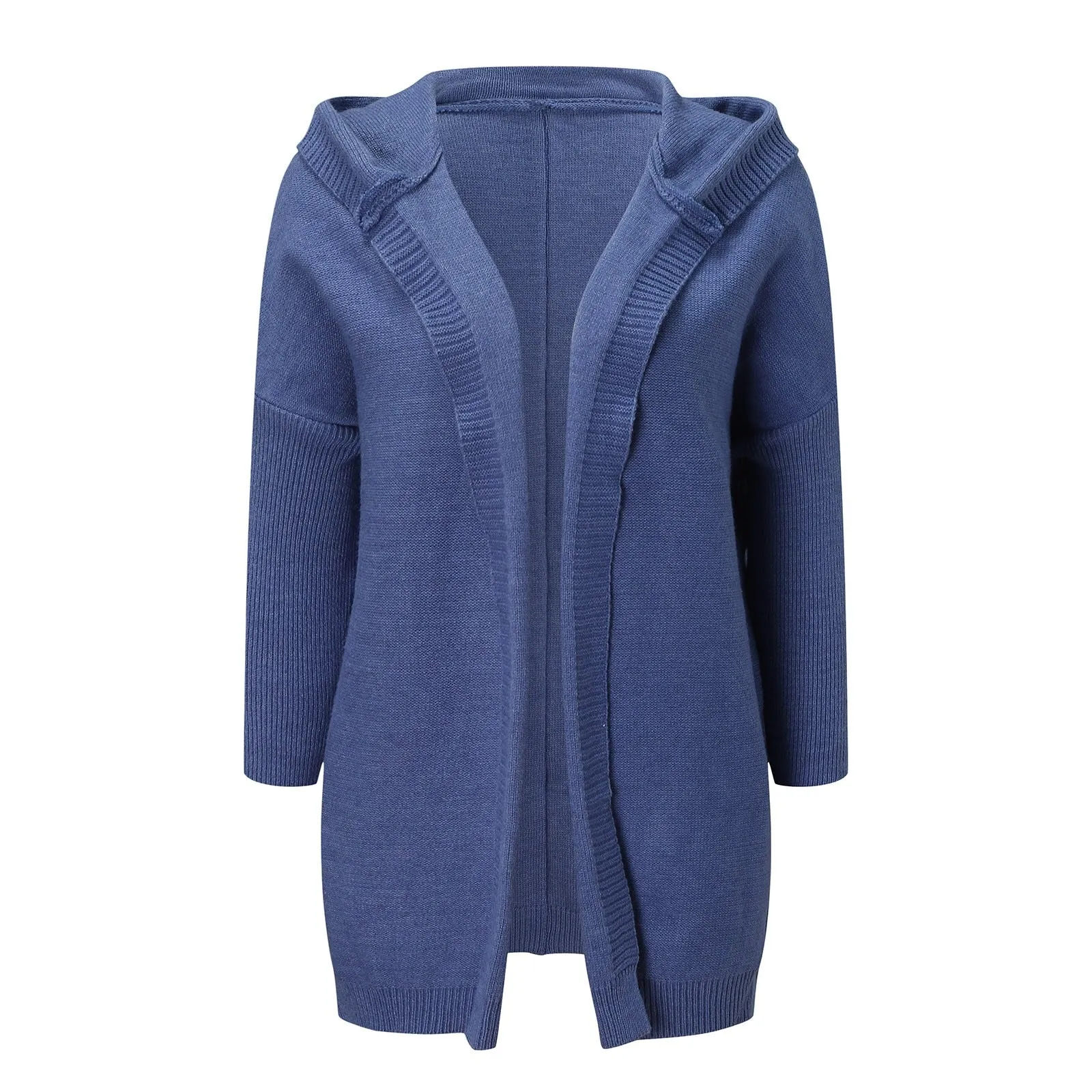 Open Front Knitted Hooded Cardigan