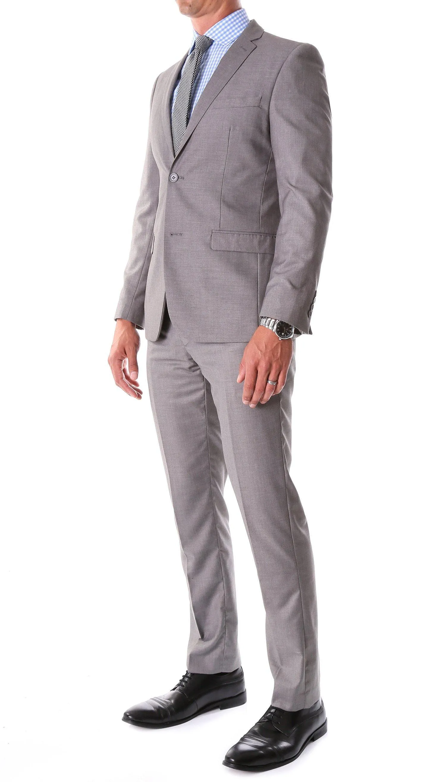 Oslo Collection - Slim Fit 2 Piece Suit Color Grey