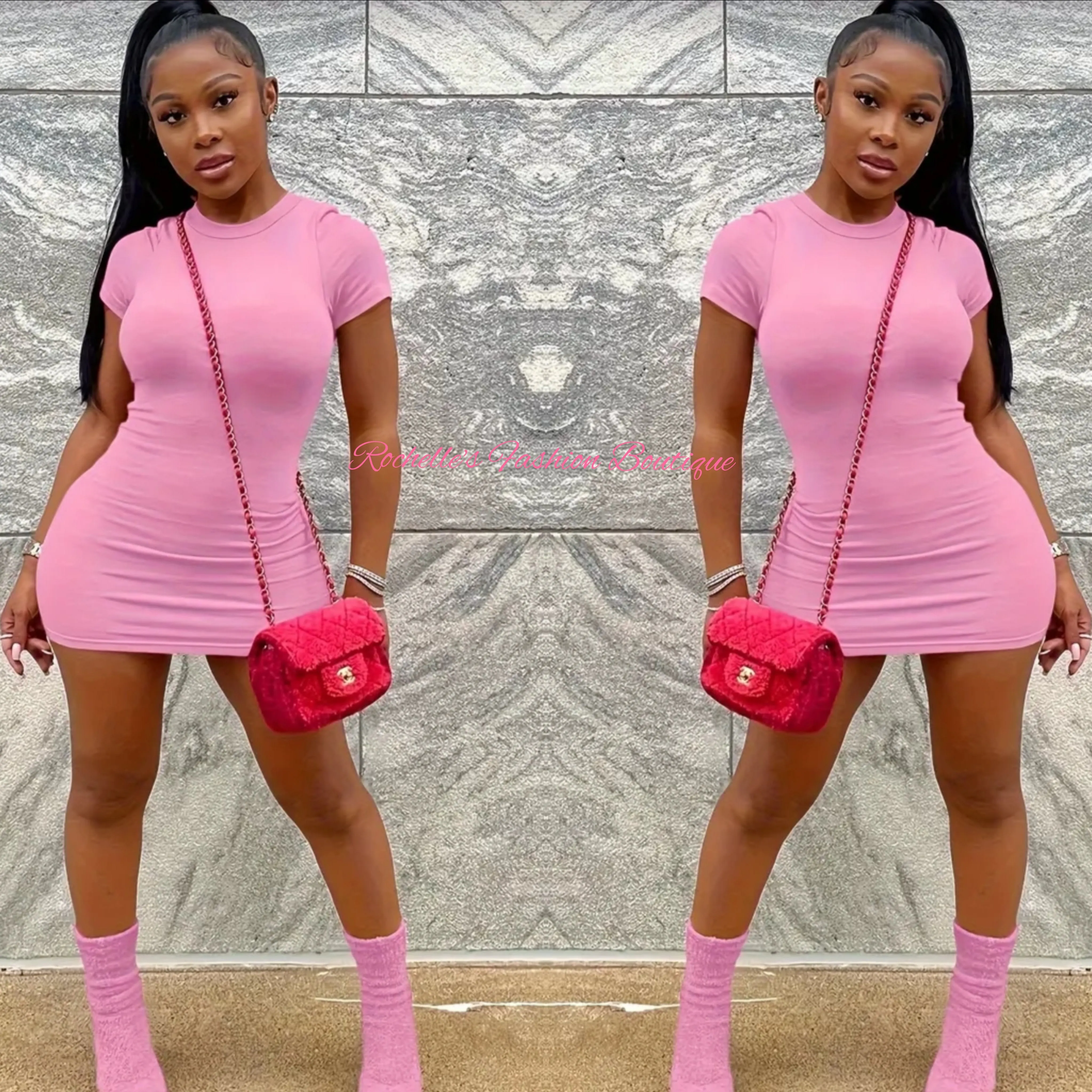 Pink Solid T-Shirt Dress