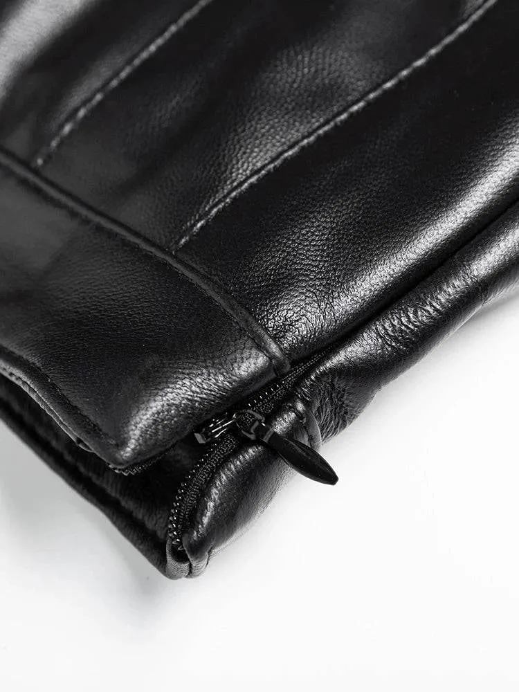 Pleated Mini Leather Skirt