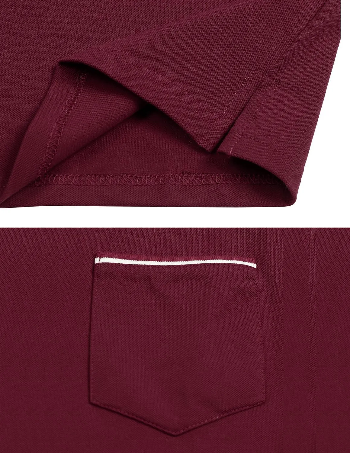 Polo Shirt for Men Long Sleeve Casual Basic Classic Golf Sport Cotton T-Shirt with Pocket