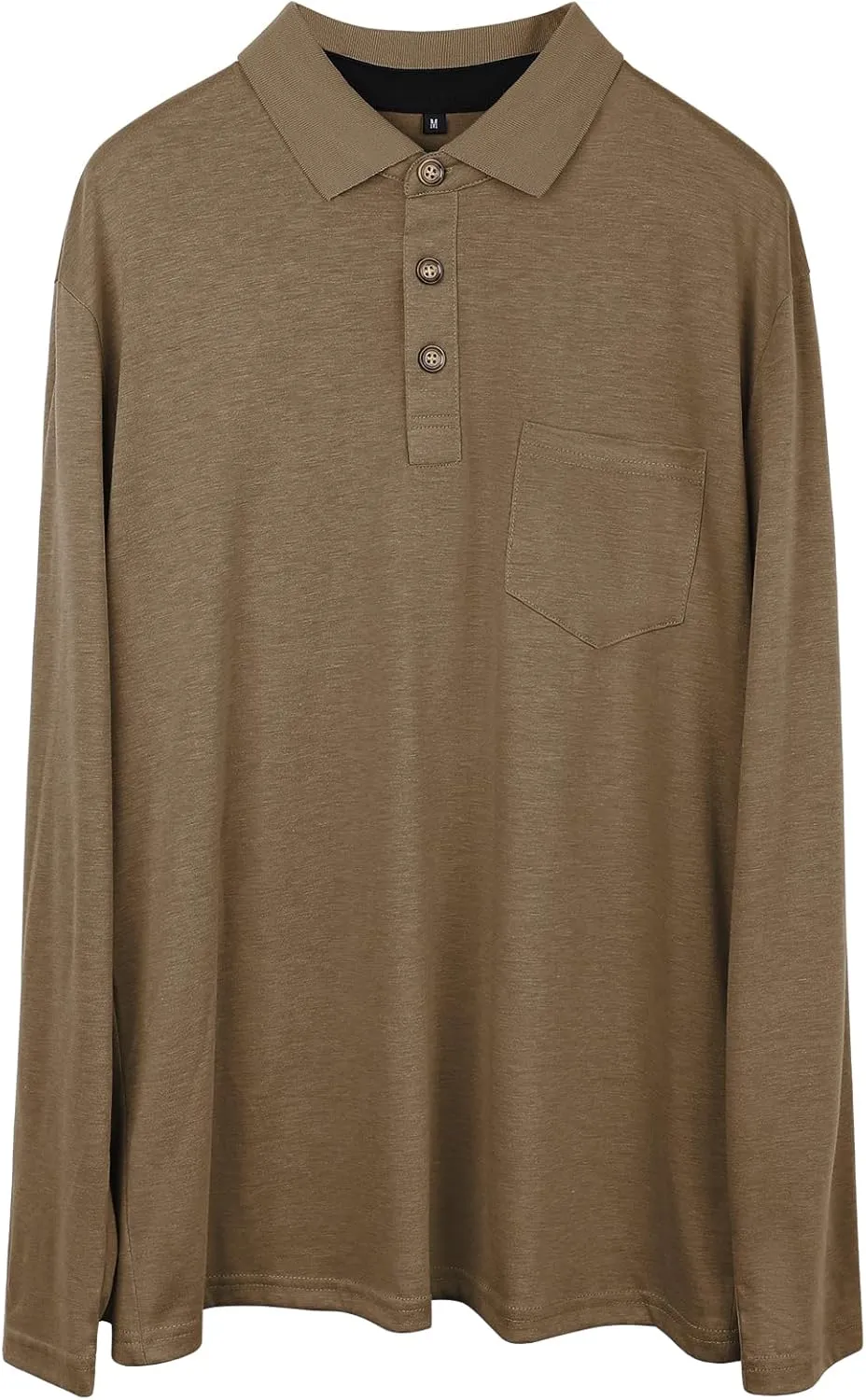 PrettyGuide Men's Long Sleeve Polo Shirts Lightweight Casual Button Polo T Shirt Basic Golf Shirt with Pocket