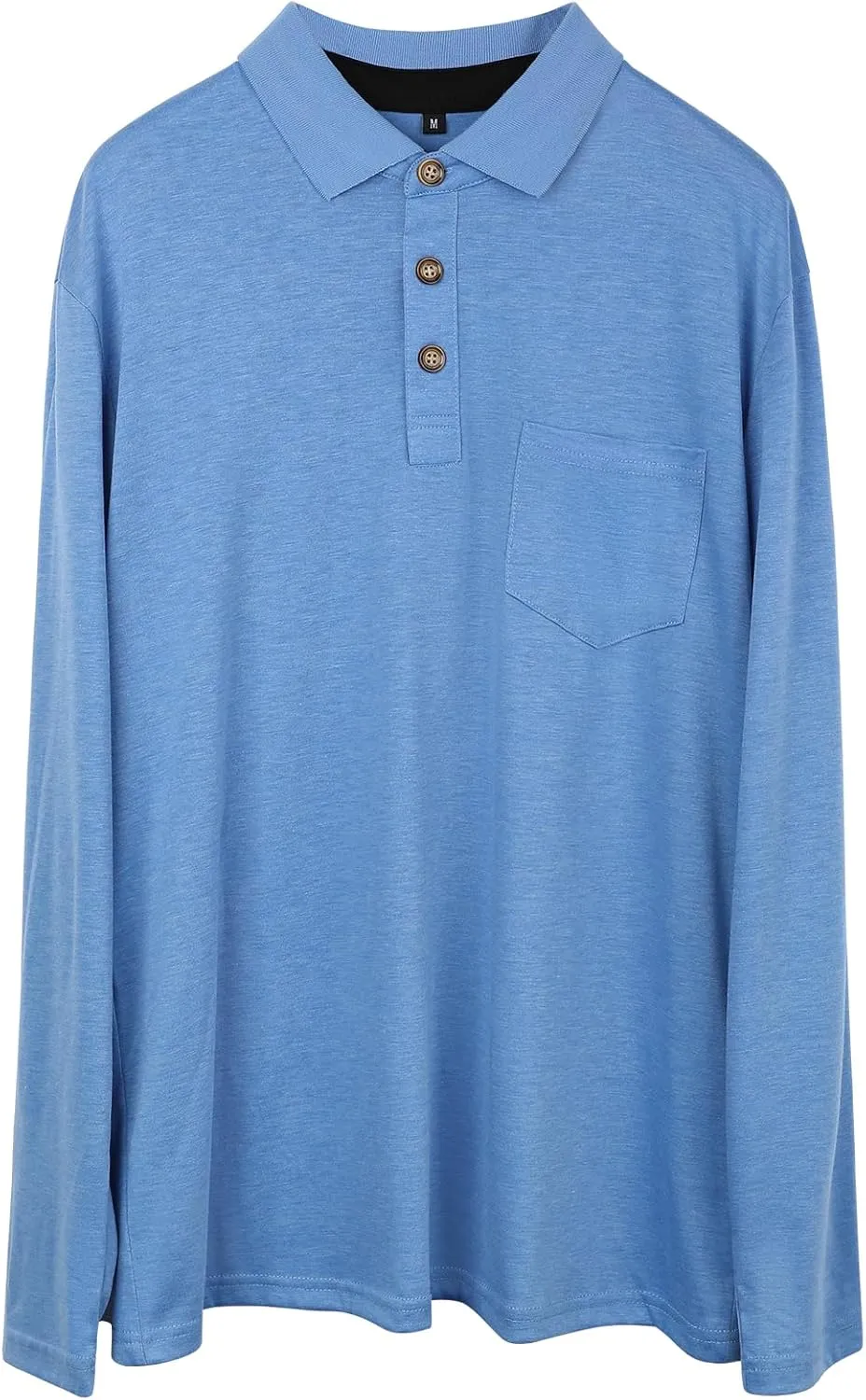 PrettyGuide Men's Long Sleeve Polo Shirts Lightweight Casual Button Polo T Shirt Basic Golf Shirt with Pocket